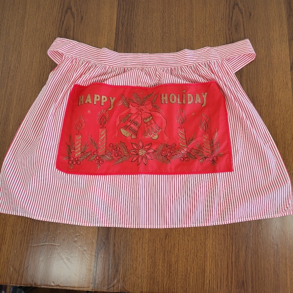 Happy Holidays Vintage Half Apron - Picture 1 of 12